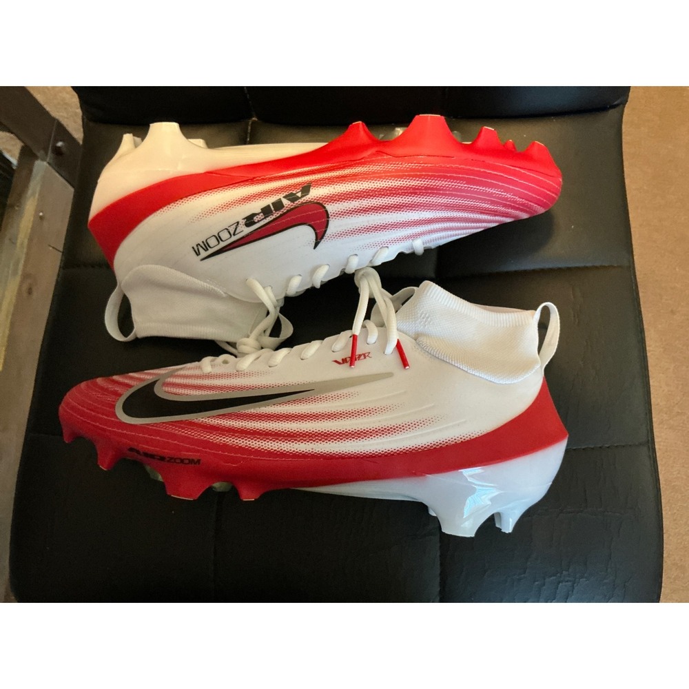 Nike Zoom Air Vapor Pro 1 Football Cleats White University Red FB3298-102 Men 12
